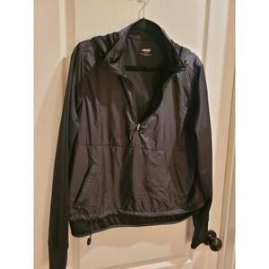 Avia Black Waist Length Hooded Women's Pullover Windbreaker Jacket Size Large